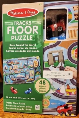 Rompecabezas de piso Melissa & Doug 48 piezas - Carrera alrededor del mundo pista - grande, fácil Foto 1 de 4
