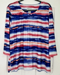 ALFRED DUNNER SIZE XL TOP CLASSICS BRIGHTS PLEATED NECKLINE - Picture 1 of 4