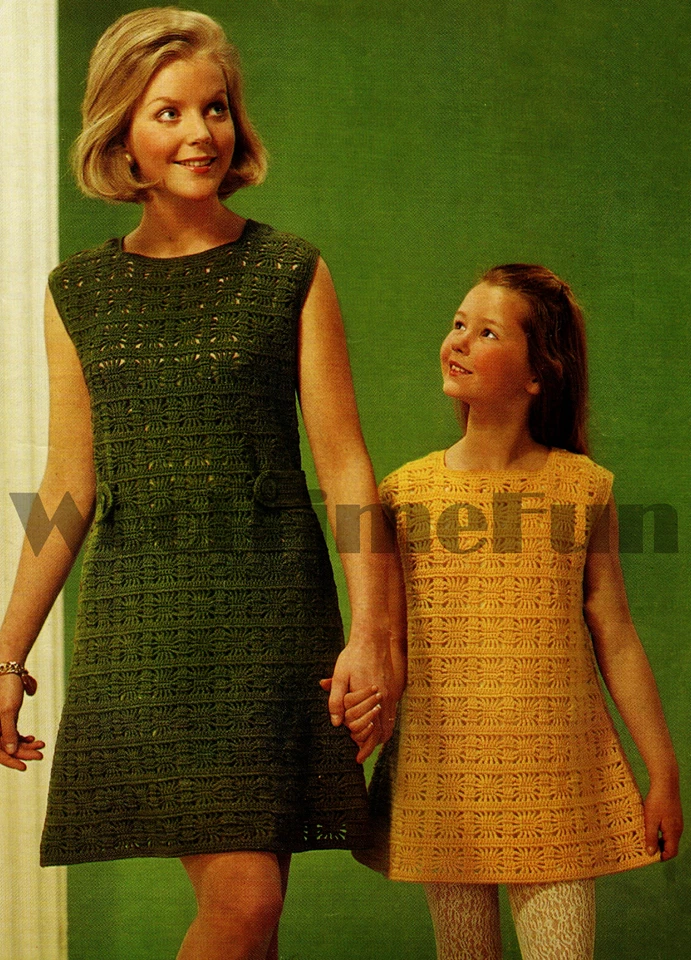 Crochet Pattern To Make Womens & Childs Tunic Dress 26 - 40 Inch Bust DK Yarn - Image 1 of 1