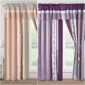 Chezmoi Collection Linnea 4-Piece Cherry Blossom Embroidery Window Curtain Set - Picture 1 of 10