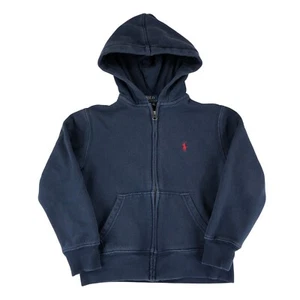 Polo Ralph Lauren Full Zip Hoodie Sweatshirt Boys Youth Small 8 Blue Pony Logo - Picture 1 of 4
