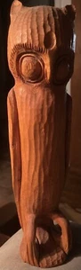 Vintage 12” Hand Carved Wooden Owl Primitive Folk Art Decor - Picture 1 of 5