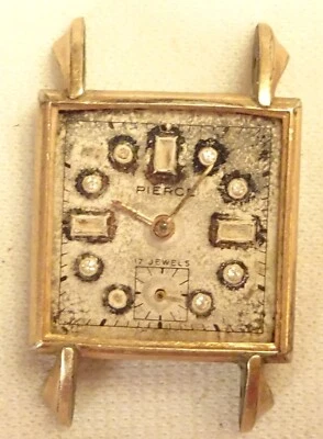 Pierce Wristwatch 17J Antique Men's Swiss Parts or Repair Rolled Gold Rulon - Image 1 of 3