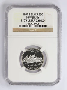 1999 S 25C Proof Silver New Jersey Quarter NGC PF70 Ultra Cameo - Picture 1 of 4