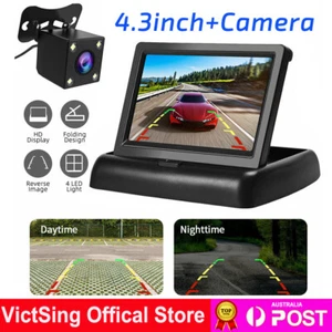 4.3'' Foldable Car Rear View Monitor Reversing Parking Camera 4 LED Night Vision - Picture 1 of 12