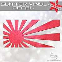 JDM Japanese Rising Sun Flag Funny Car Window Bumper Glitter Vinyl Decal Sticker