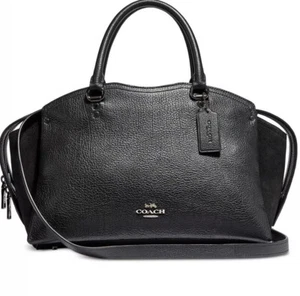 Nuevo Bolso Cartera Coach Mixto Cuero Dibujado Cuero Gamuza Lados 40862 Negro Plata - Imagen 1 de 12