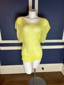 Neu ohne Etikett Kerisma DAMENPULLOVER GELB KURZÄRMELIG DURCHSICHTIG OBERTEIL GRÖSSE MEDIUM - Bild 1 von 10