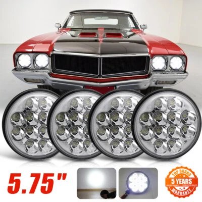 Faros LED redondos de haz alto/bajo de 5-3/4 5,75" pulgadas para Buick GS 455 1970-1972 4 piezas Foto 1 de 4