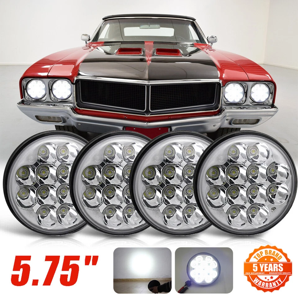 Круглые светодиодные фары дальнего/ближнего света для Buick GS 455 1970-1972 4 шт 5-3/4 5,75 дюйма - Изображение 1 из 4