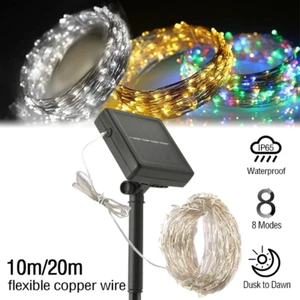 Solar LED String Light Christmas Fence Decor Romance Fairy Lights Cool/Warm/RGB - Picture 1 of 15