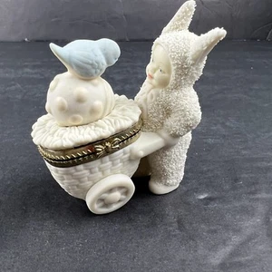 Dept 56 coniglietti di neve Happy Easter biscotto scatola a cerniera uccellino blu 26310 - Foto 1 di 12