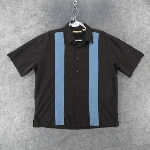 Havanera Shirt Mens Large Short Sleeve Black Blue Lightweight Bowling Camp - Picture 1 of 12