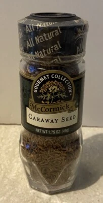 McCormick Black Lid Gourmet Collection Botanical Label Caraway Seed  VTG Sealed - Image 1 of 4