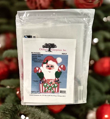 Santa Candy Dish Holder Plastic Canvas Kit Outback Enterprises New Old Stock - Image 1 of 4