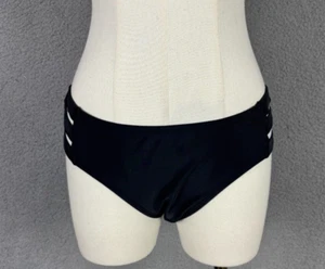 Ocean Blues Women's Strappy Bikini Bottom Full Coverage Black Medium NWT's. - Picture 1 of 9