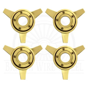 Locking 3 Bar Zenith Cut Gold Knock Off Spinner Caps without Logo, Set of 4 - Picture 1 of 13
