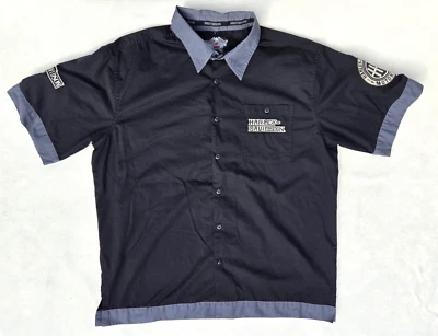 Camisa mecánica de refinería de aceite Harley-Davidson Motorcycles S/S negra gris para hombre XL Foto 1 de 4