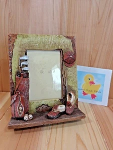 GOLF PICTURE FRAME Holds 3" x 5" Photo Resin Table Display Bag Shoes Balls Hat - Picture 1 of 5