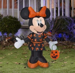 Gemmy 3,5 Fuß luftgeblasene Minnie in schwarz und orange Kleid Halloween aufblasbar 22031 - Bild 1 von 6