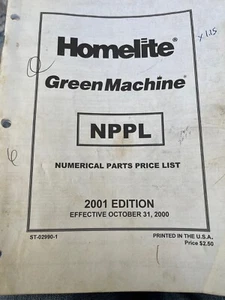 HOMELITE GREEN MACHINE PARTS PRICE MANUAL, 2001 EDITION, USED. - Picture 1 of 9