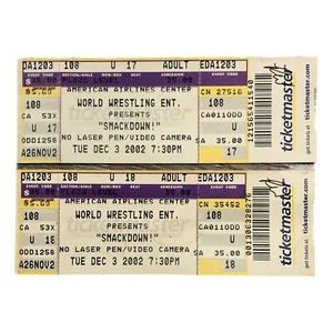 WWE SMACKDOWN! Boletos completos de lucha libre x2 3 de diciembre de 2002 12/3/02 Dallas - Imagen 1 de 3
