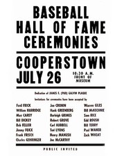 1965 Baseball Hall of Fame Ceremonies Poster Pud Galvin Dedication, 8x10 Photo