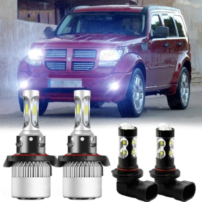 For Dodge Nitro 2007-2009 6000K 4X LED Headlights High/Low + Fog Bulbs Combo Kit - Image 1 of 4