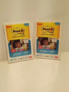 Lot of 2 Post-It Picture Paper Print Peel And Stick 4x6 Semi-Gloss 25 each pkg - Picture 1 of 2