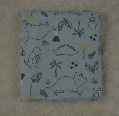 Carter's Dinosaur Baby Receiving Blanket Blue Flannel Volcano Palm Tree Leaf - Image 1 of 4