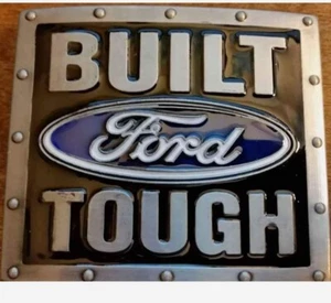 FORD TRUCKS "CONSTRUIDO DURO" 3 1/4" Ancho Logo Metal/Esmalte Hebilla de cinturón  - Imagen 1 de 2