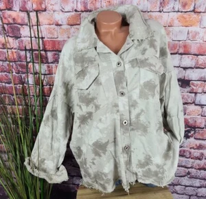 oversize Jeans JACKE ÜBERHEMD Italy Vintage Batik Muster BEIGE 40 42 44 - Bild 1 von 5