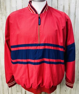 Jack Nicklaus Size L Red Golf Half Zip Pullover Lined Windbreaker Jacket U25 - Picture 1 of 9