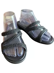 Crocs Sparkle Black Wedge Sandals 206725 Size 7 - Picture 1 of 10