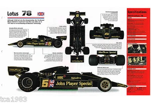 1977 / 1978 LOTUS 78 F1 Formula One F-1 JPS Mario Andretti SPEC SHEET / Brochure - Picture 1 of 4