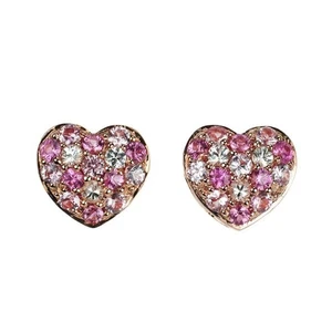 K18PG rosa/blanco zafiro pendiente 0,60 quilates corazón - Auténtico envío... - Imagen 1 de 3