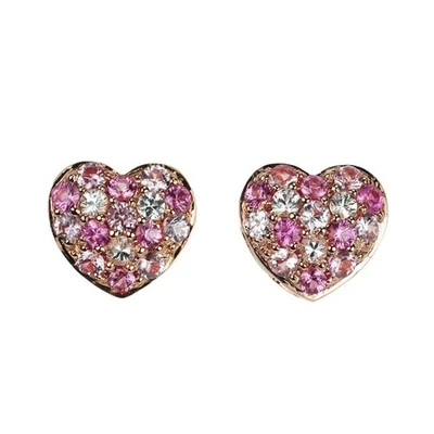 K18PG rosa/blanco zafiro pendiente 0,60 quilates corazón - Auténtico envío... - Imagen 1 de 3