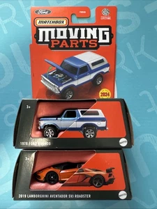 MATCHBOX Moving Parts- 1978 Ford Bronco BLUE & 19 Lamborghini SVJ Roadster - Picture 1 of 3