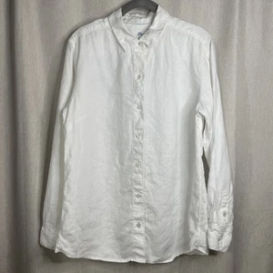 Tommy Bahama – Damen-Langarmoberteil Größe Medium weiß 100 % Leinen geknöpft - Bild 1 von 8