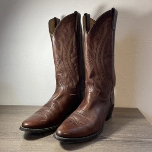 VINTAGE Justin Cowboy Western Stiefel Herren 10 D dunkelbraun Leder 2417 USA - Bild 1 von 15
