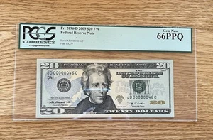 $20 Dollar 2009 Low Two Digit Serial Number PCGS66 Uncirculated Number 00000046 - Picture 1 of 3