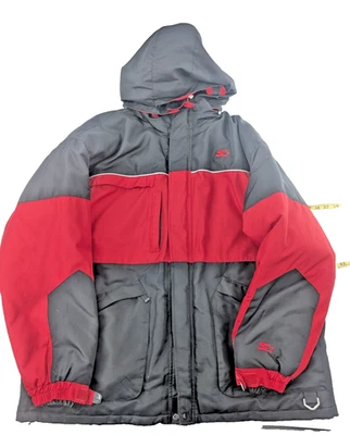 Starter Vintage Red Black Down Feather Puffer Ski Jacket Coat Size 2XL - Image 1 of 4