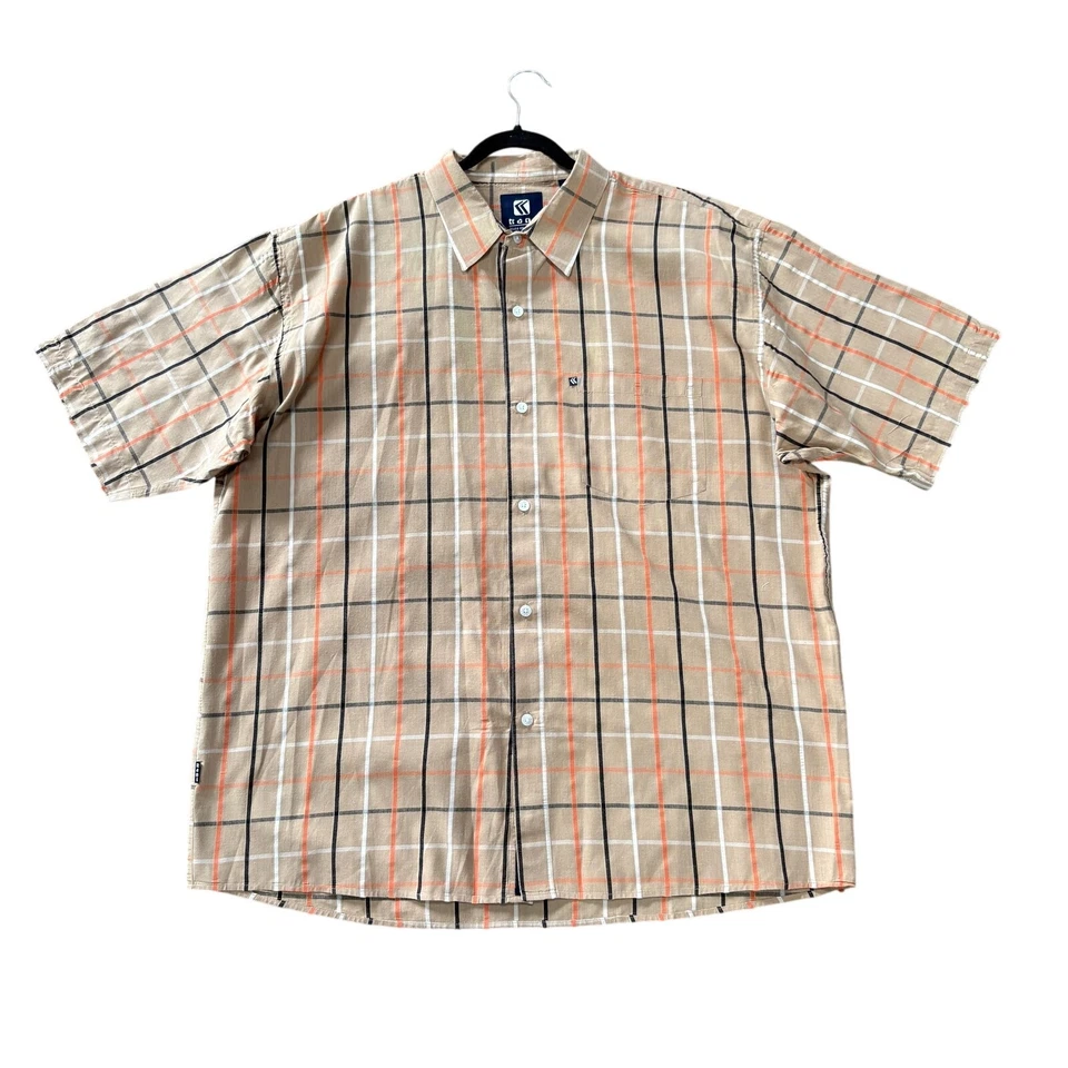 Camisa Kani De Colección Para Hombre 2XL XXL Marrón A Cuadros Calle Abotonada Manga Corta Y2K Foto 1 de 4