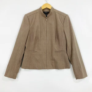 Worthington Works Women's Blazer Jacket Size 10 Brown Full Zip Stretch Lined - Picture 1 of 9