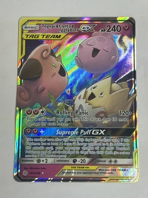 Togepi & Cleffa & Igglybuff GX 143/236 SM Cosmic Eclipse Ultra Rare Pokemon TCG - Image 1 of 2