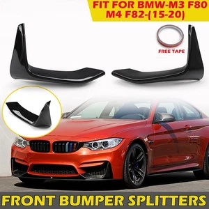 1Pair Gloss Black For BMW F80 M3 F82 F83 M4 2015-2019 Front Bumper Lip Splitters - Picture 1 of 6