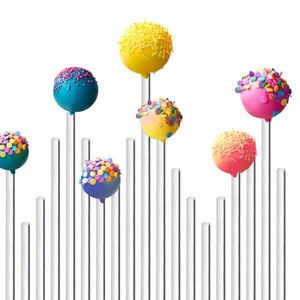 -300-pcs-6-Inch Clear Acrylic Lollipop Sticks - for Cake Pops, Cupcake Topper... - Picture 1 of 7
