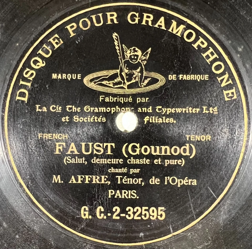 Affre : Faust (Gounod) DISQUE ONE-SIDE 78 RPM 10" GRAMOPHONE G&T BERLINER - Photo 1/3