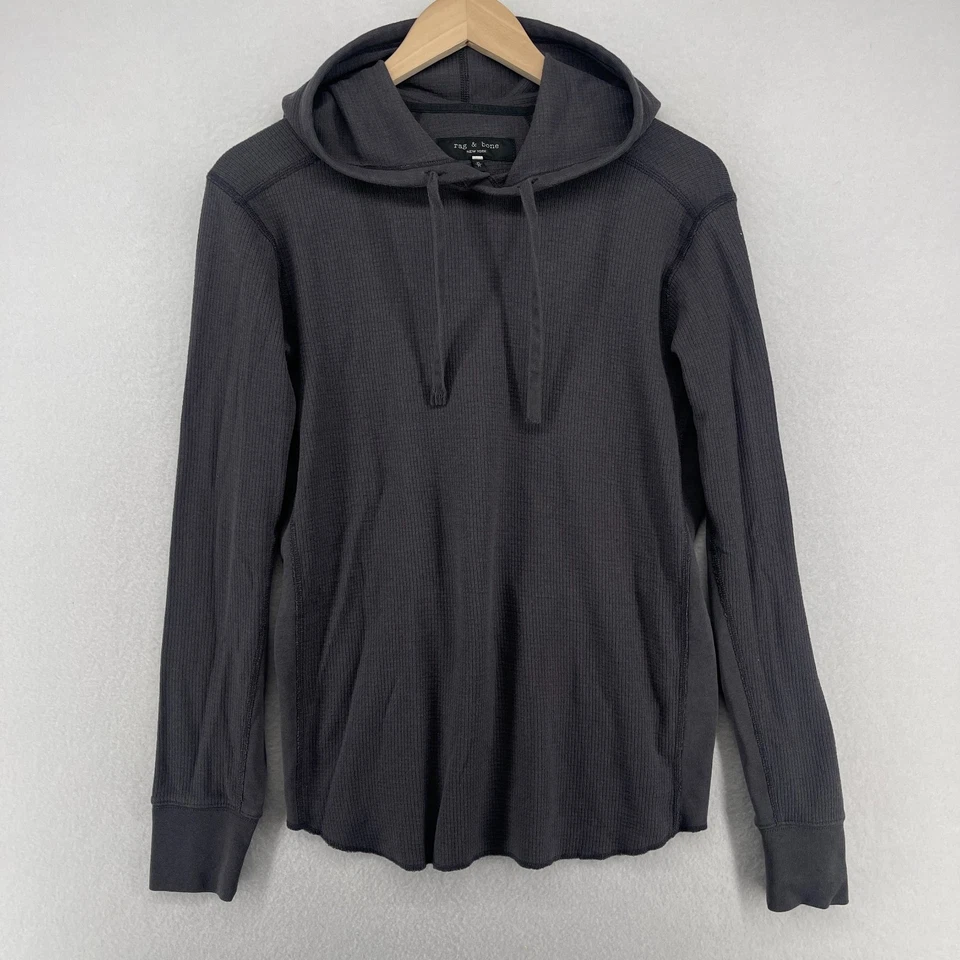 RAG & BONE Sudadera con Capucha Para Hombres M Waffle Térmica Pullover Sudadera Mezcla de Algodón Gris Foto 1 de 4