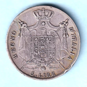 Italy - Kingdom of Napoleon.  1812-M 5 Lire.  DIO edge..  aVF - Picture 1 of 2